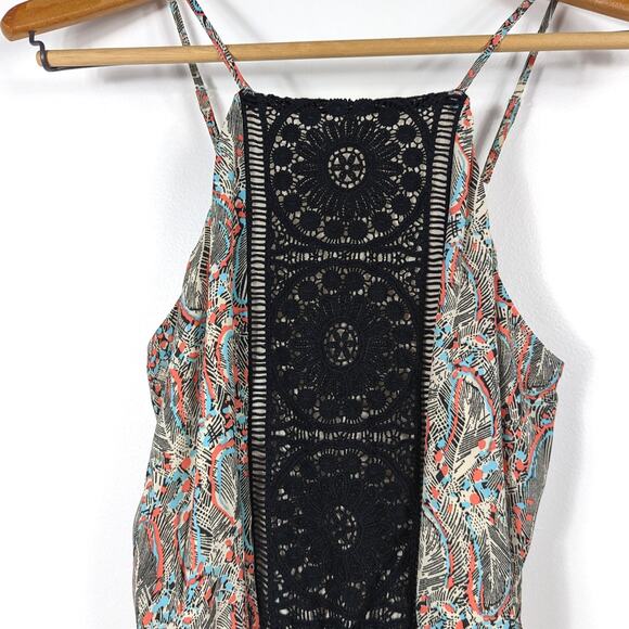 Daniel Rainn Romper Women's Size XS Boho Shorts Lace Feather - Picture 2 of 7